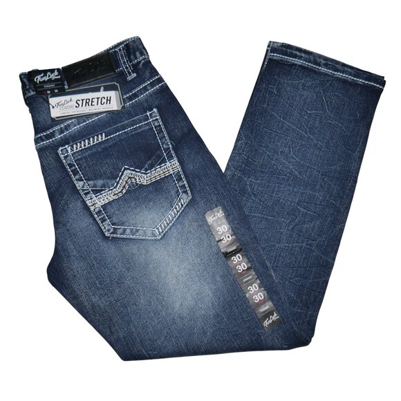 True Luck Men's Dark Wash Jeans Actual Size 34x30 Tag 30x30 (Runs Big) NWT BKE - Picture 10 of 10